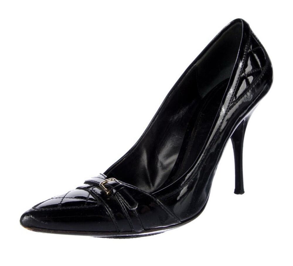 BURBERRY Black Quilted Patent Leather Heels Pumps EU 39 US 9